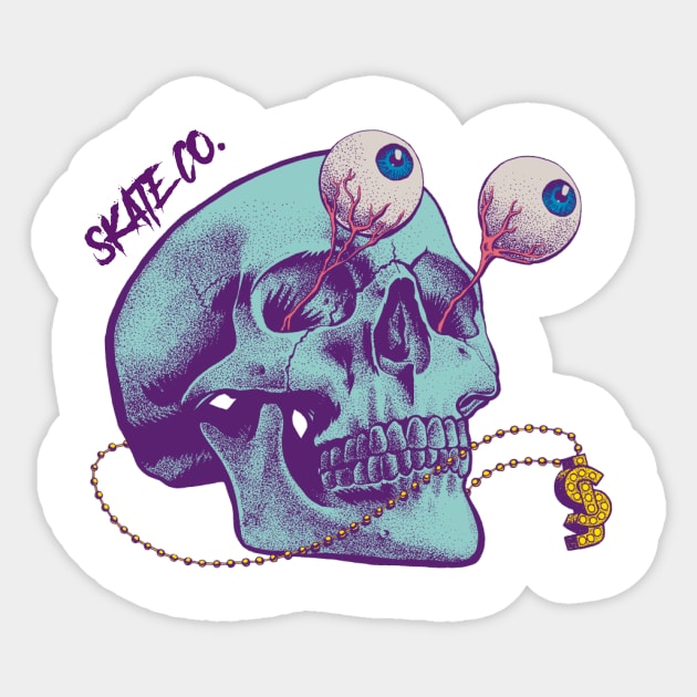 Skull Skate Sticker by ff1987